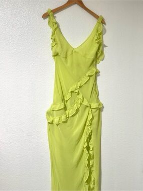 House of CB Neon Lime Ruffle Maxi Dress
